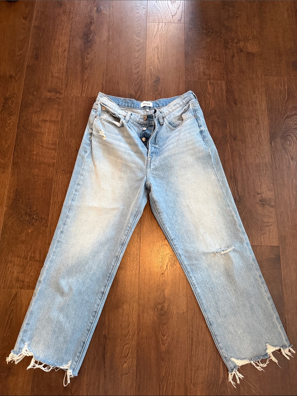 pistola Light Blue Button-Fly Distressed Jeans